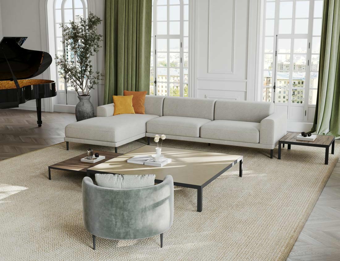 NORA SOFA - LAGO COFFEE TABLE - ALTI CLASSIC LOUNGE CHAIR